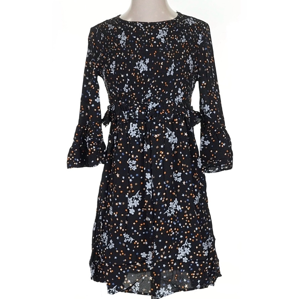 Zara Bell Sleeve Floral and Star Smocked Dress